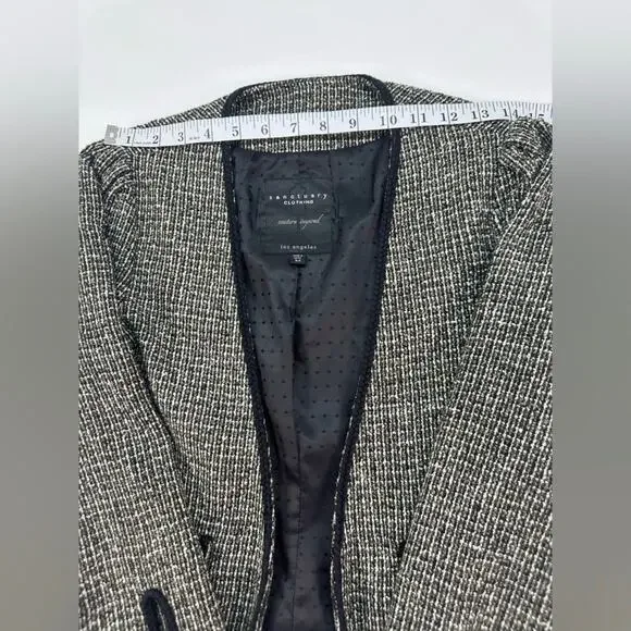 Sanctuary Los Angeles Black & White Tweed Cardigan Blazer Women’s XS - Picture 7 of 9